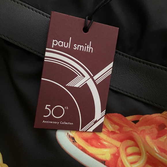 NWT PAUL SMITH 50th Anniversary Spaghetti Print Drawstring Backpack Black - Picture 6 of 13